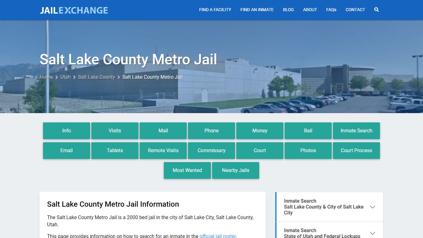 Salt Lake County Metro Jail, UT Inmate Search, Information